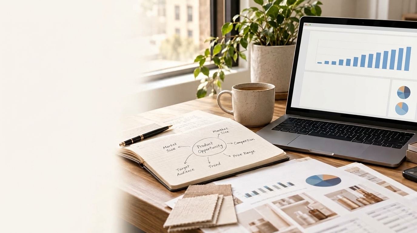 Laptop with an abstract chart on a linen desk